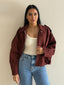 LENA SUEDE BOMBER- DEEP CHERRY