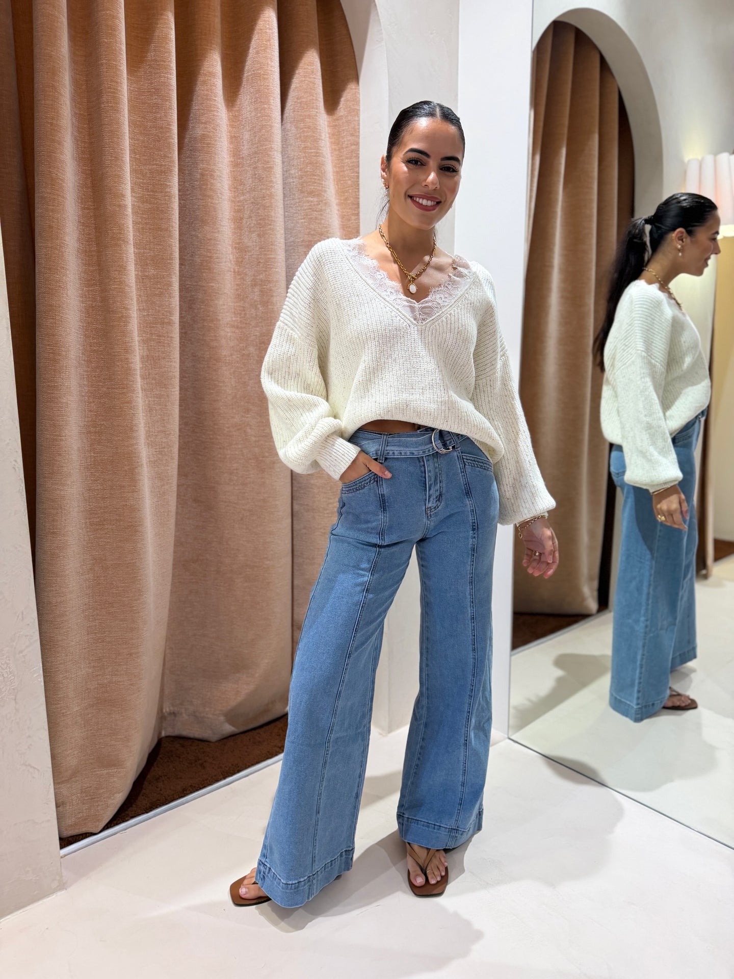 DARCY BELTED JEAN - LIGHT BLUE