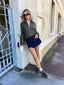THE BELLE PU BOMBER - MARTINI OLIVE