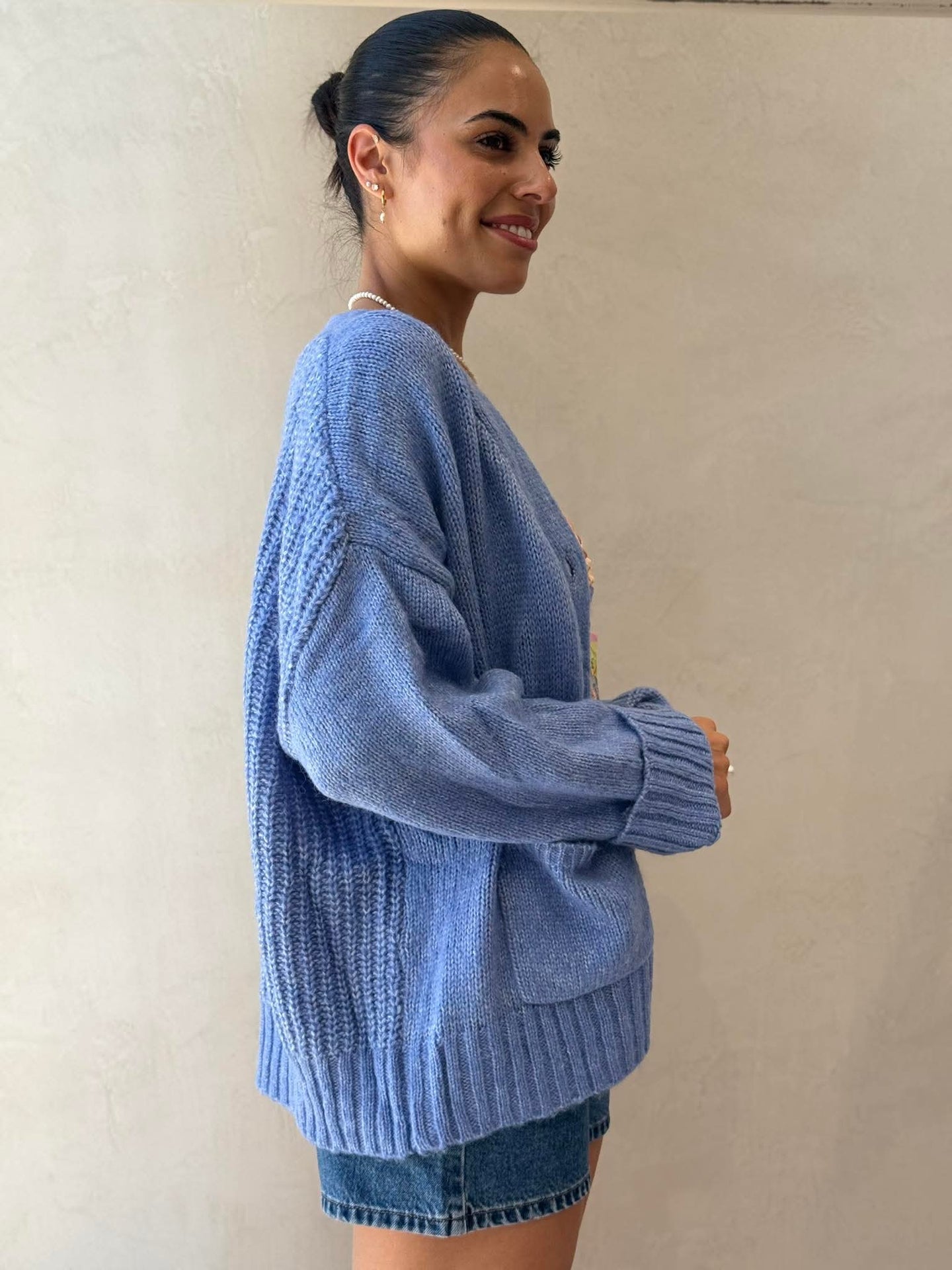SOUL LONG SLEEVE CARDI - LIGHT BLUE