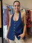 LENNI HALTER NECK TOP - DARK BLUE