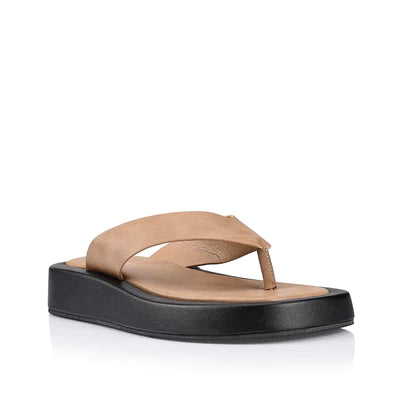 BOUNCER II FLATFORM THONGS - BISCUIT SOFTEE