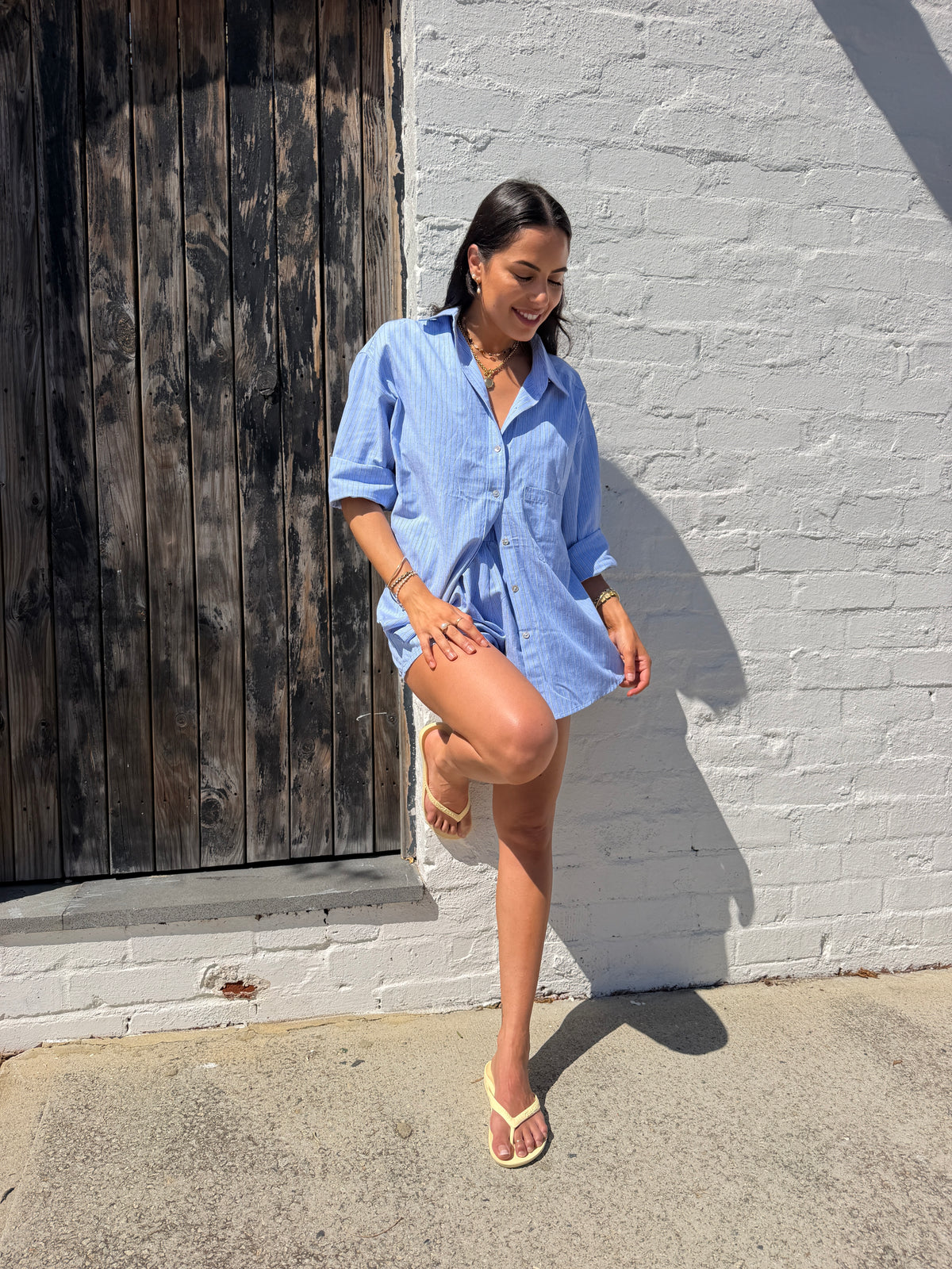 JESSIE SHIRT- BLUE MIST STRIPE