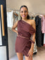 BROWN OFF SHOULDER SKORT SET