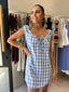 CHRISSY MINI DRESS - BLUE CHECK