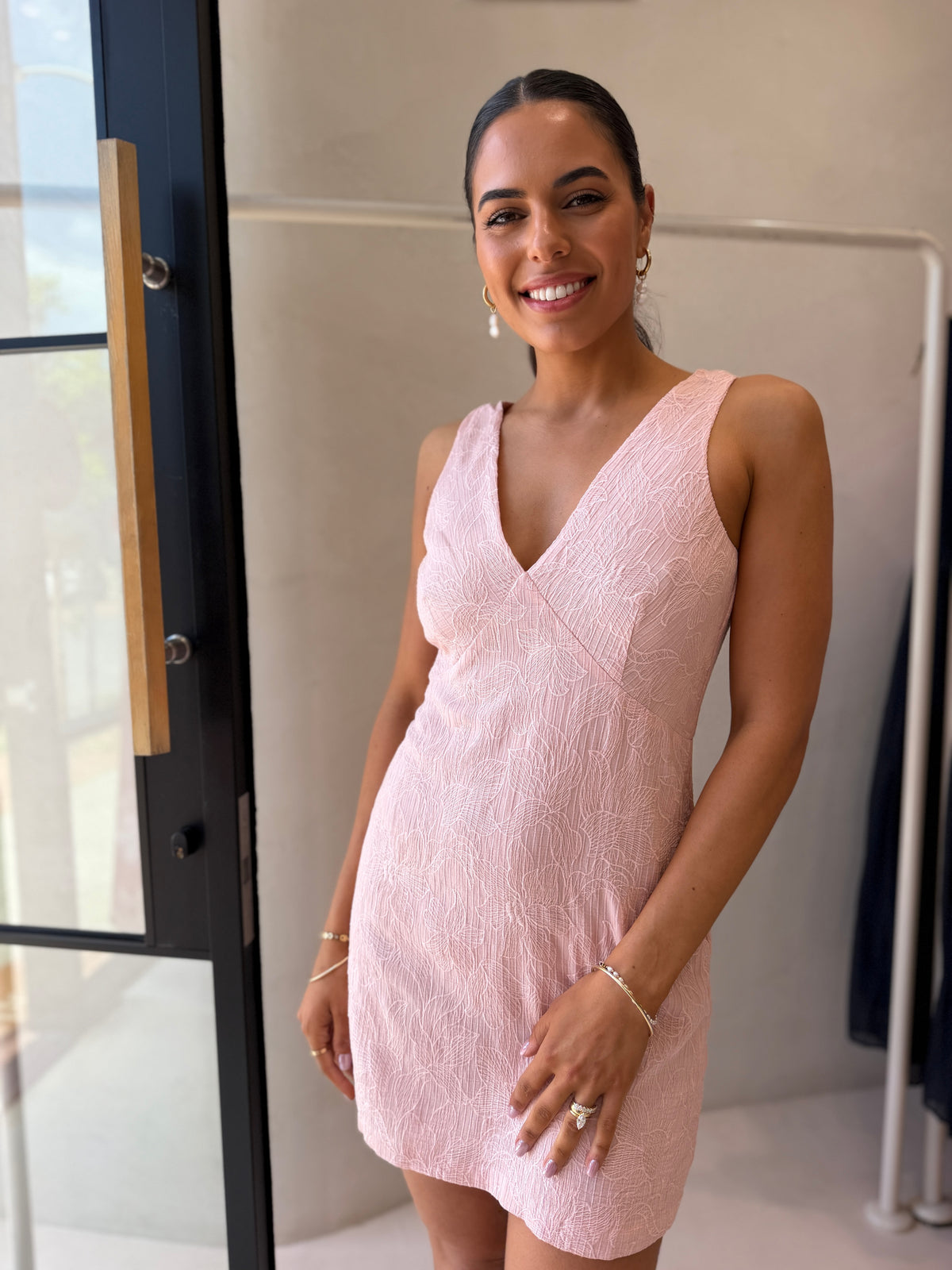 SABINE DRESS - EMBROIDERED BLUSH