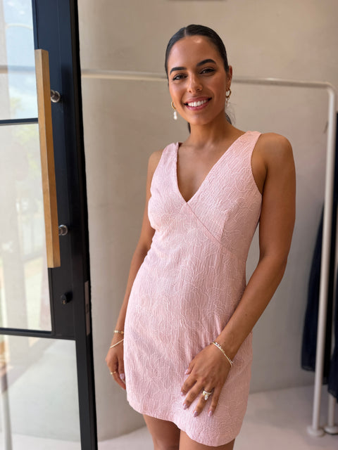 SABINE DRESS - EMBROIDERED BLUSH