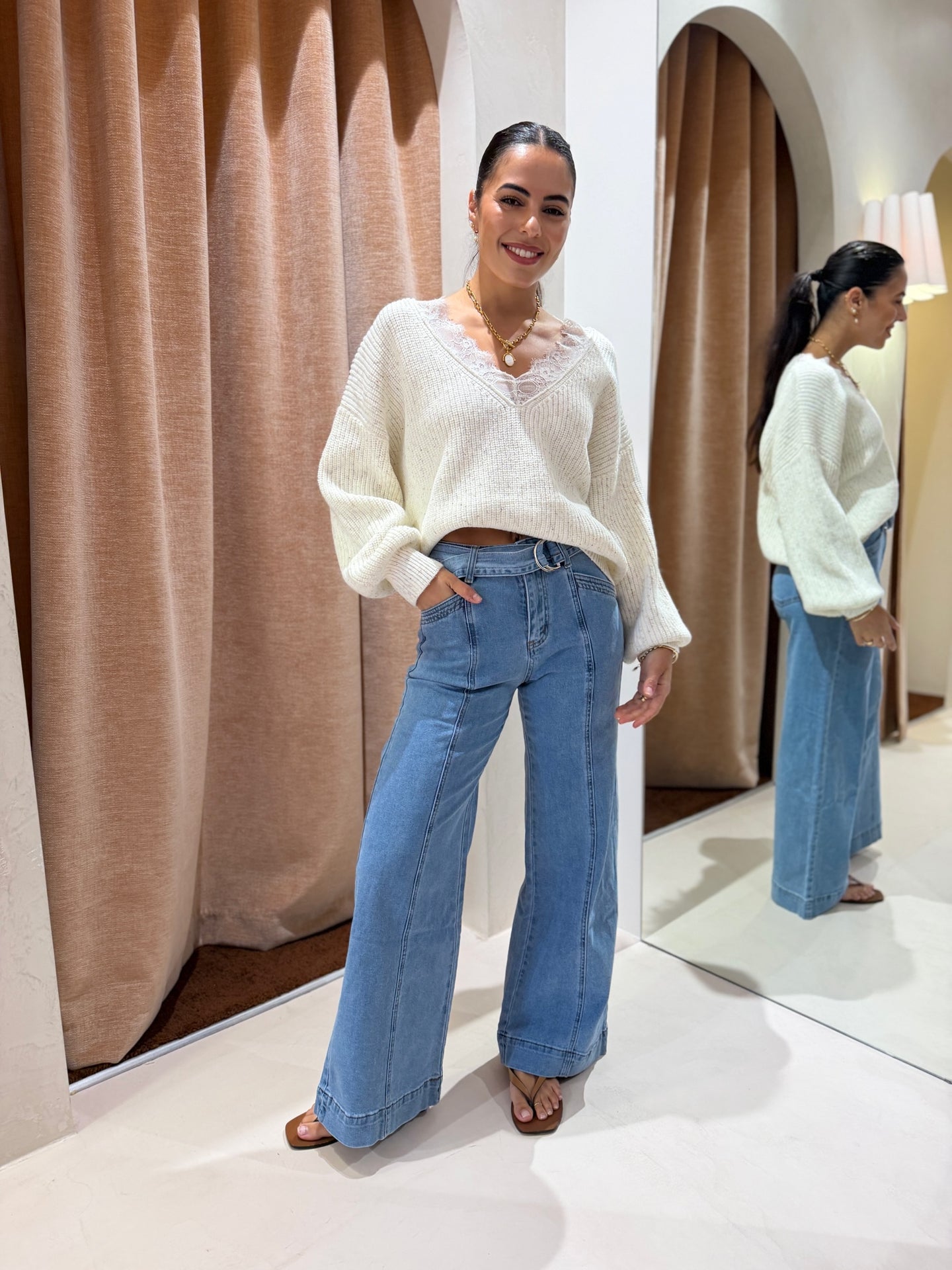 DARCY BELTED JEAN - LIGHT BLUE