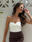 STRAPLESS RIBBED TOP - WHITE