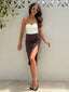 STRAPLESS RIBBED TOP - WHITE