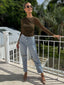 TEXTURED ASYMMETRIC TOP - DARK OLIVE