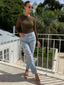 TEXTURED ASYMMETRIC TOP - DARK OLIVE