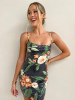 Maiori Mini Dress - Black Floral