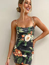 Maiori Mini Dress - Black Floral
