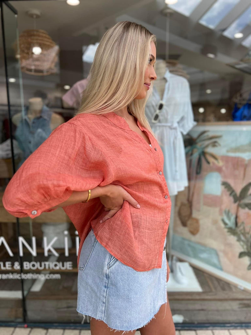Jemma Linen Shirt -  Rose