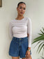 JERSEY LONG SLEEVE TOP - PEARL