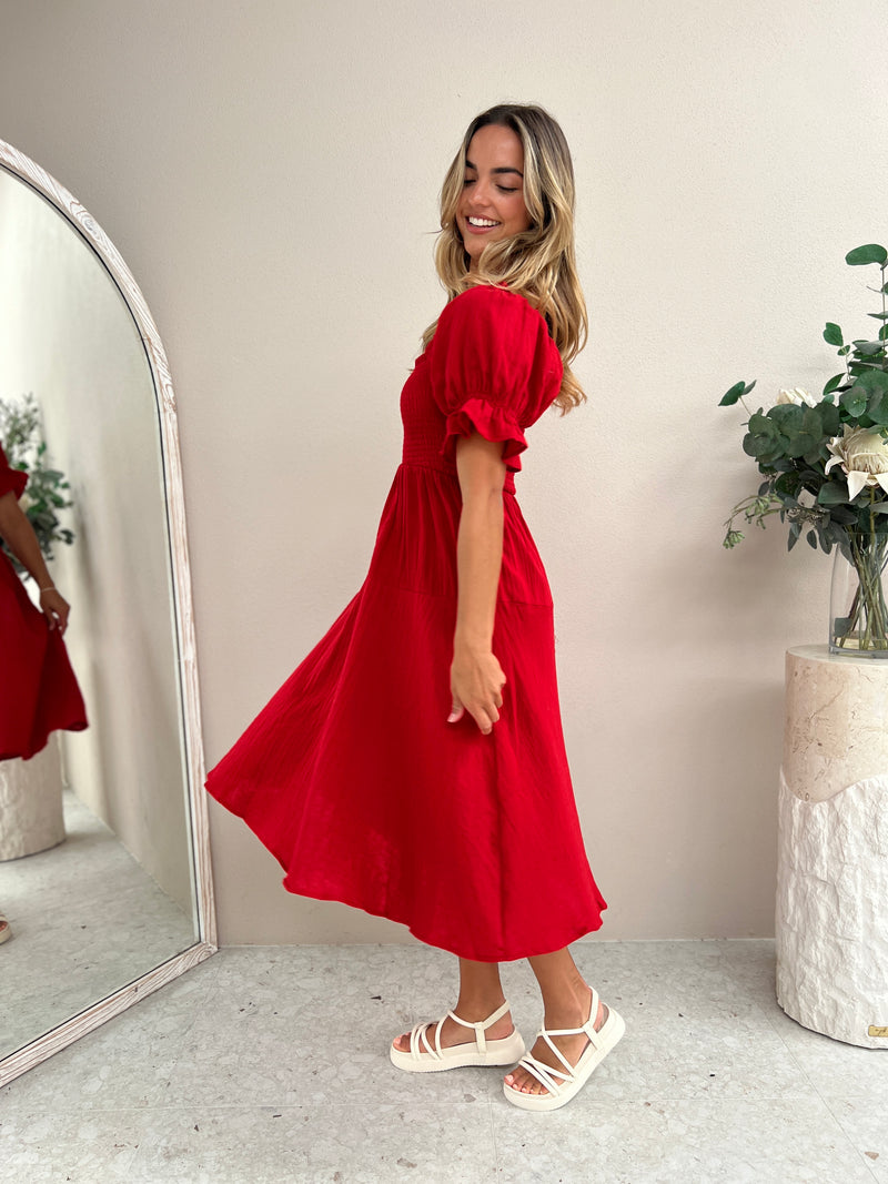 Mango Midi Dress - Red