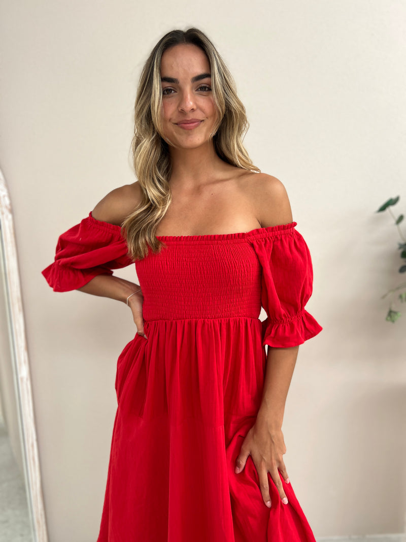 Mango Midi Dress - Red