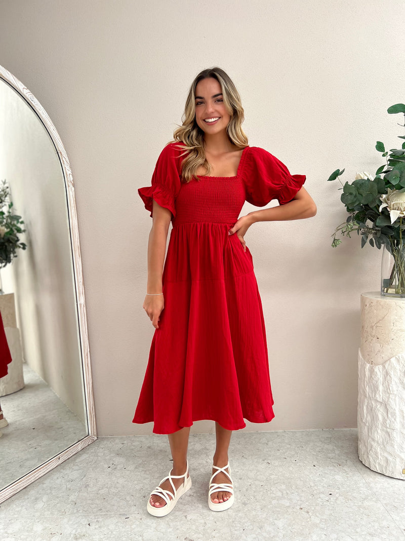 Mango Midi Dress - Red