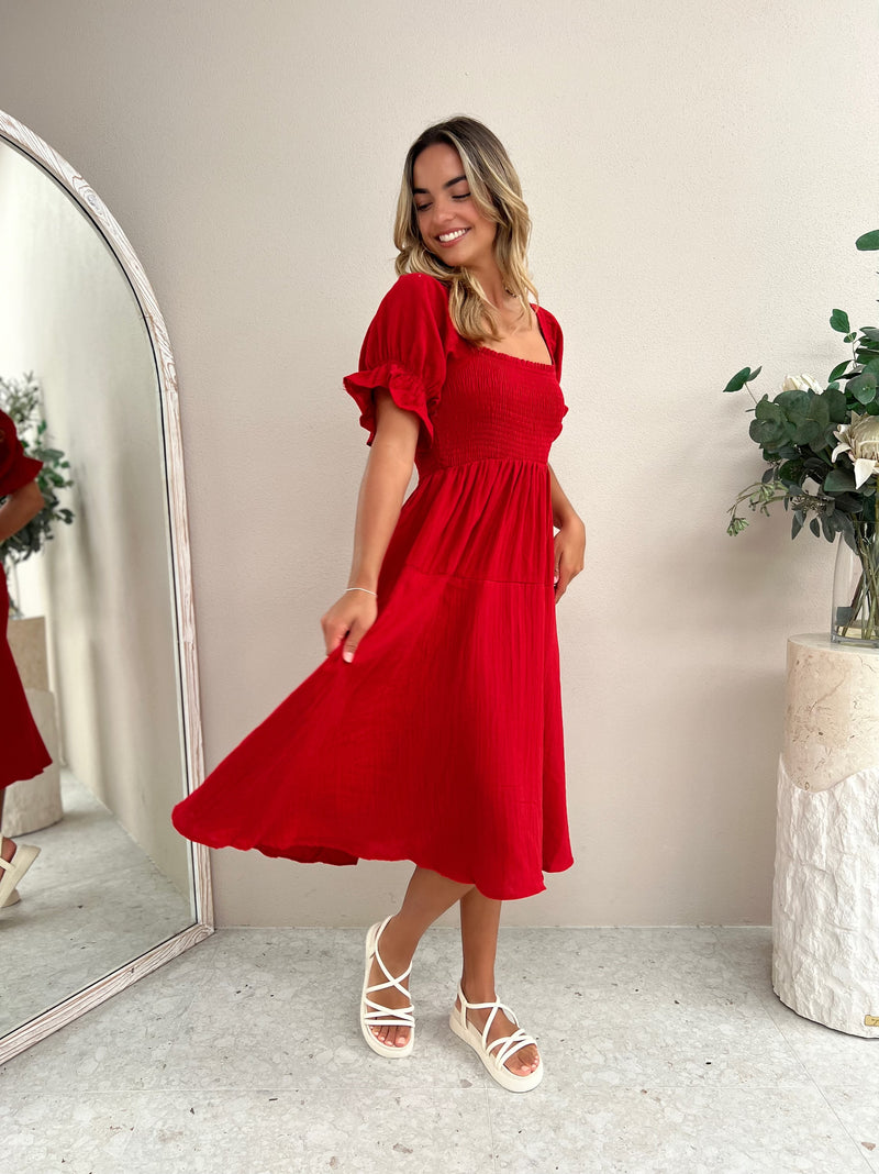 Mango Midi Dress - Red
