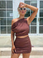 ZIZI OFF SHOULDER TOP - CHOCOLATE