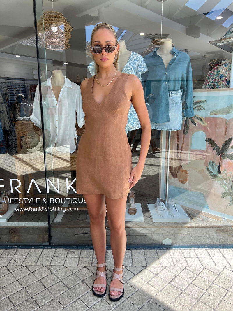Sabine Linen Dress - Chestnut