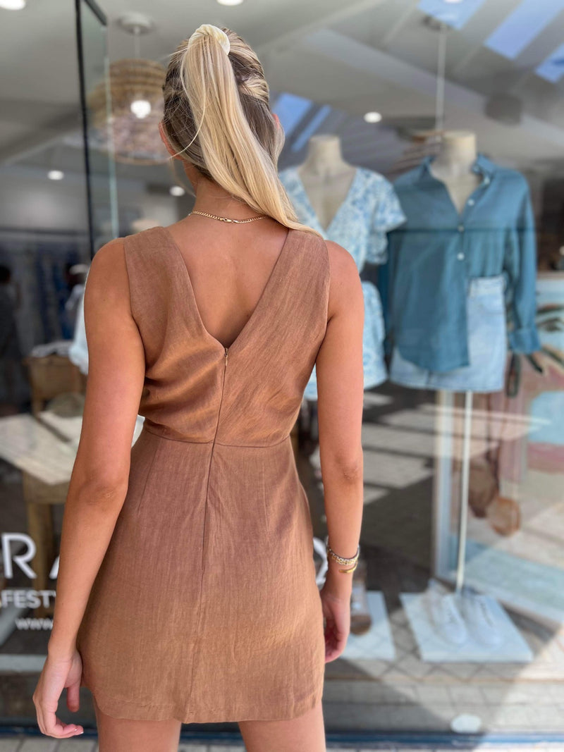 Sabine Linen Dress - Chestnut
