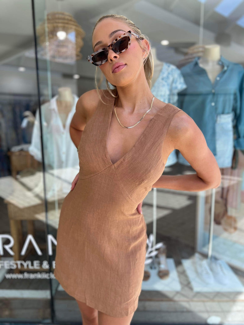 Sabine Linen Dress - Chestnut