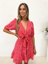 Bellany Dress - Red Ditzy Navy Floral