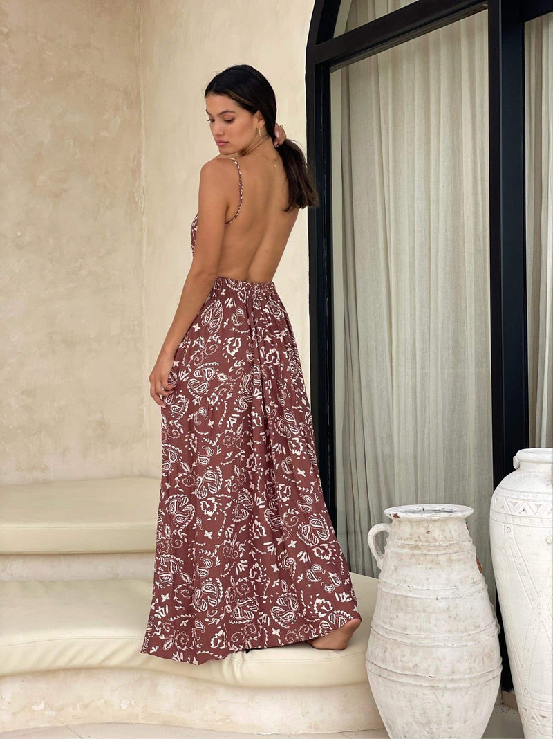 Knoa Maxi Dress - Brown Paisley