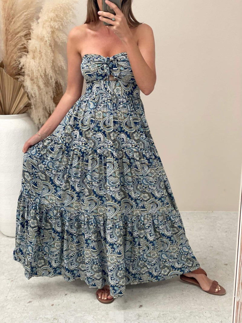 Zara Dress - Blue Paisley