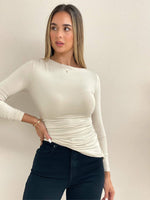 Rouched Long Sleeve Top - Stone