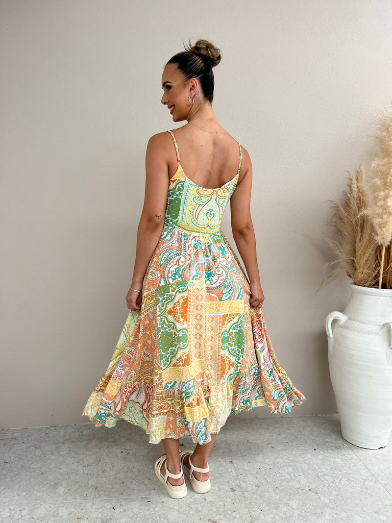 Arabell Dress - Green & Yellow