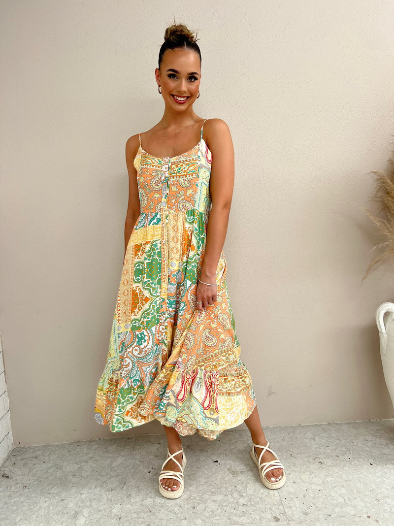 Arabell Dress - Green & Yellow