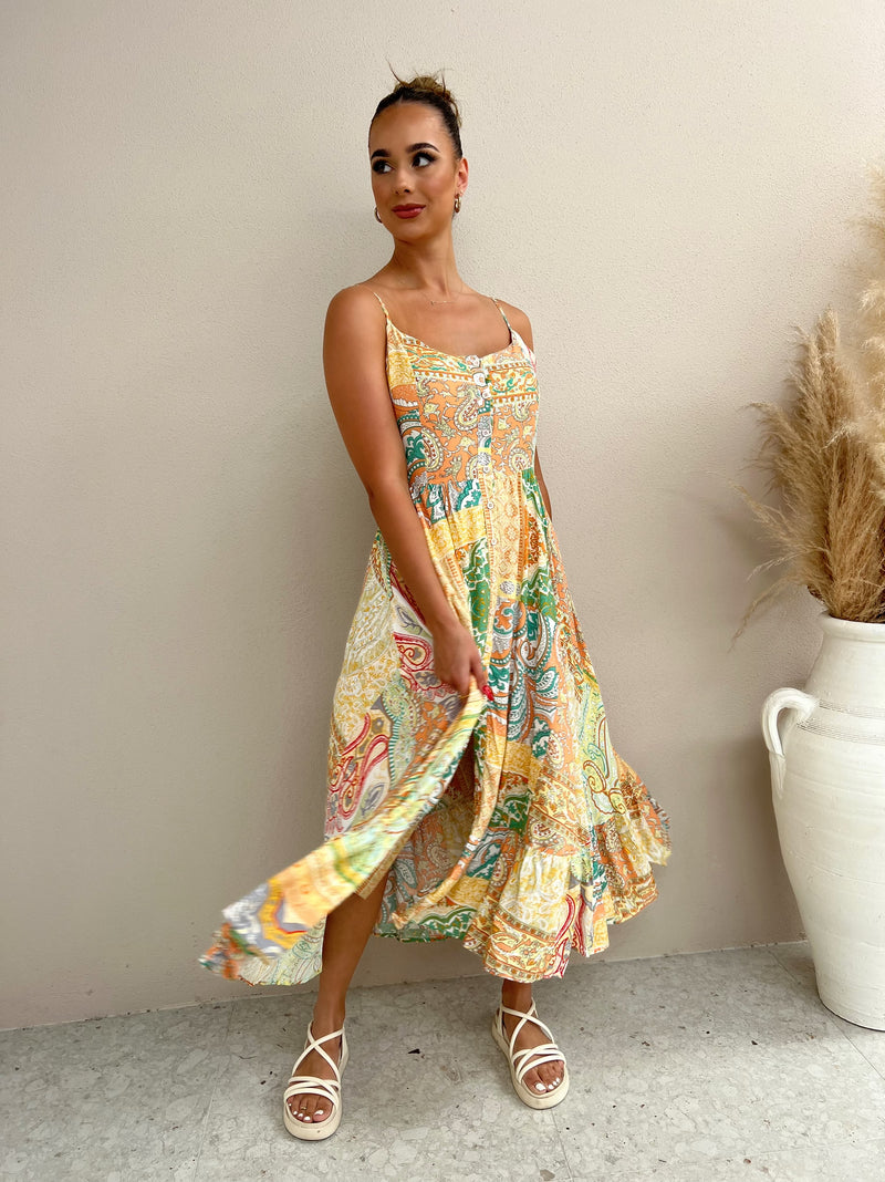 Arabell Dress - Green & Yellow