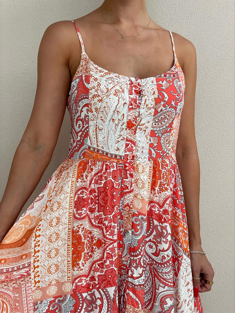Arabell Dress - Red & Orange