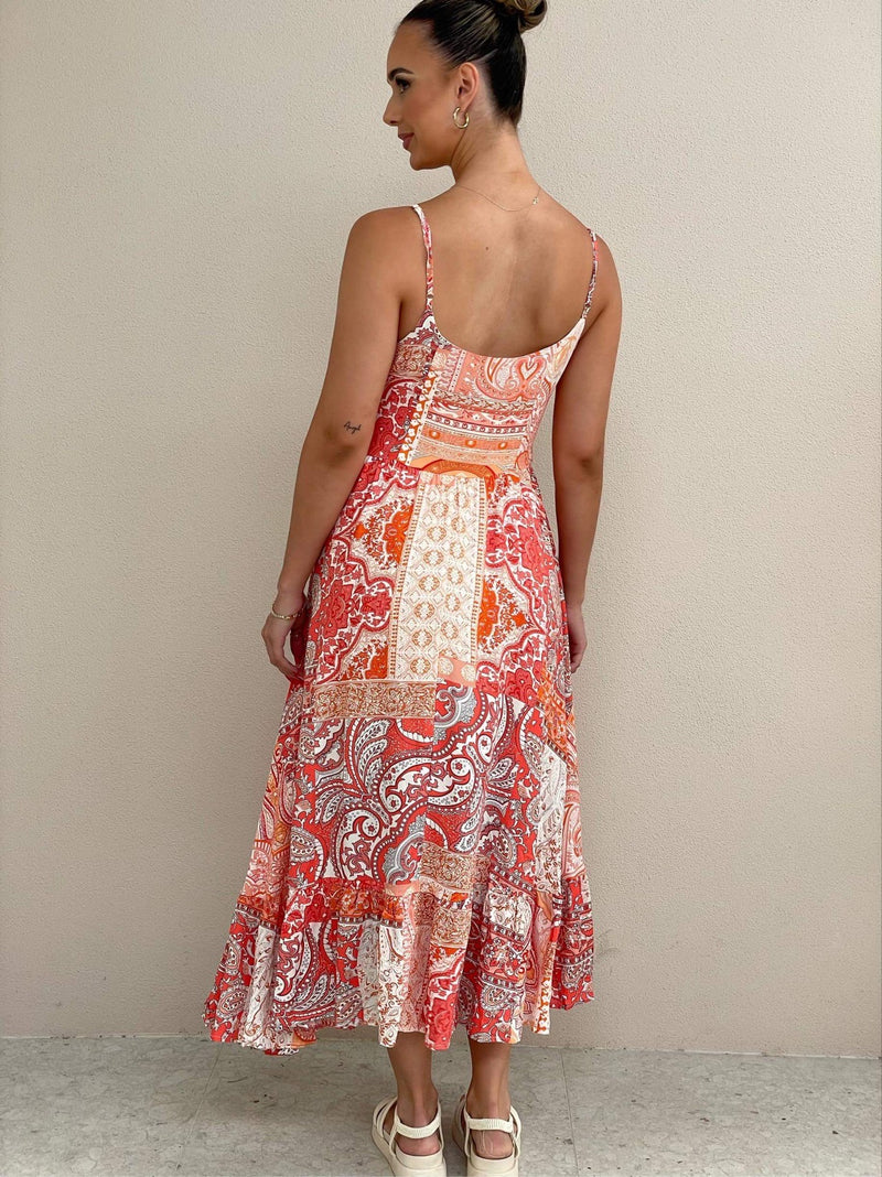 Arabell Dress - Red & Orange