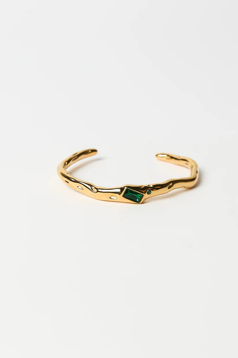 EVELYN BANGLE-GOLD/ EMERALD