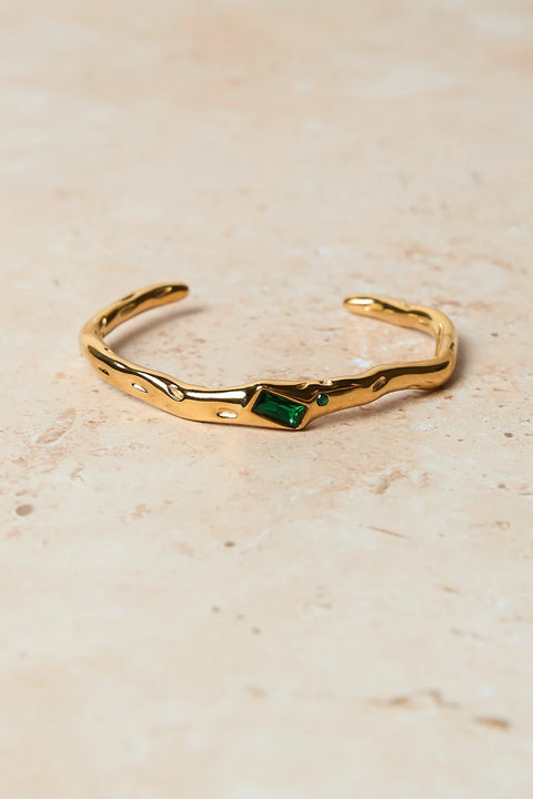 EVELYN BANGLE-GOLD/ EMERALD