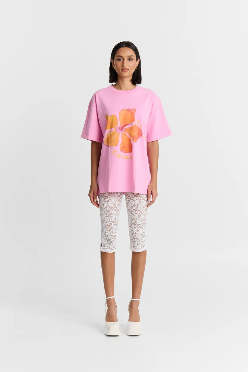 LE FLEUR TROPICAL OVERSIZED TEE - PINK