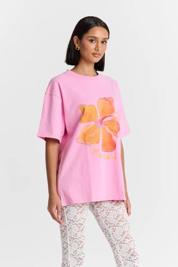 LE FLEUR TROPICAL OVERSIZED TEE - PINK
