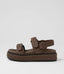 BRIDGETT WOVEN LEATHER SANDALS - CHOC