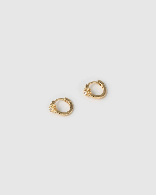 NOVA GOLD HUGGIE EARRINGS-STONE