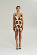 V NECK MINI DRESS - BUTTER FLEUR