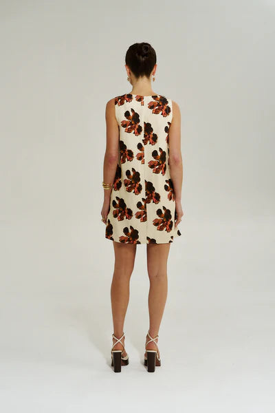 V NECK MINI DRESS - BUTTER FLEUR