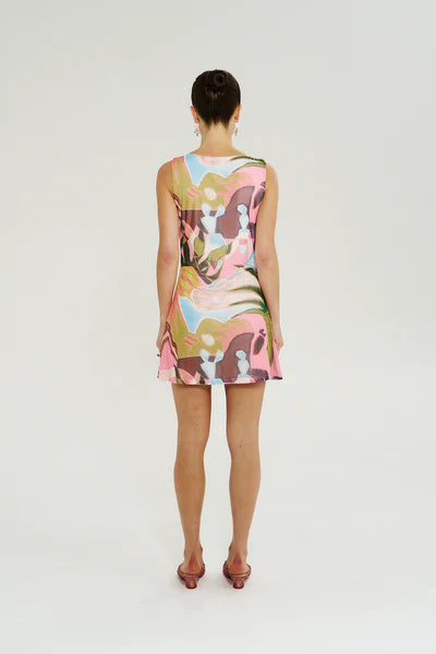 BOATNECK MESH MINI DRESS - WONDERLAND