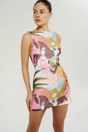 BOATNECK MESH MINI DRESS - WONDERLAND