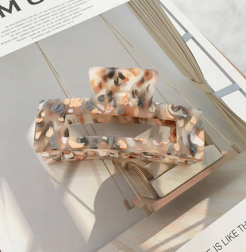 Tia Hair Clip - Grey / Orange Spec