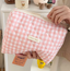 CHECKED COSMETIC BAG - PINK