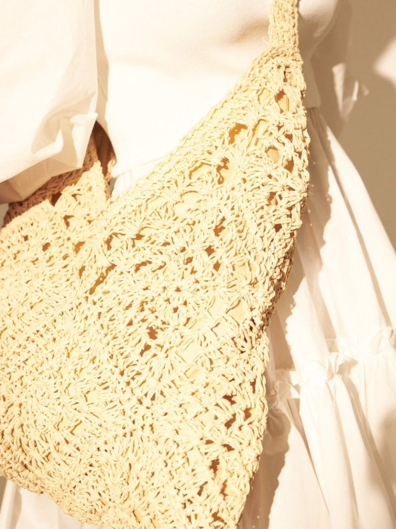 DIAMOND CROSSBODY STRAW TOTE BAG